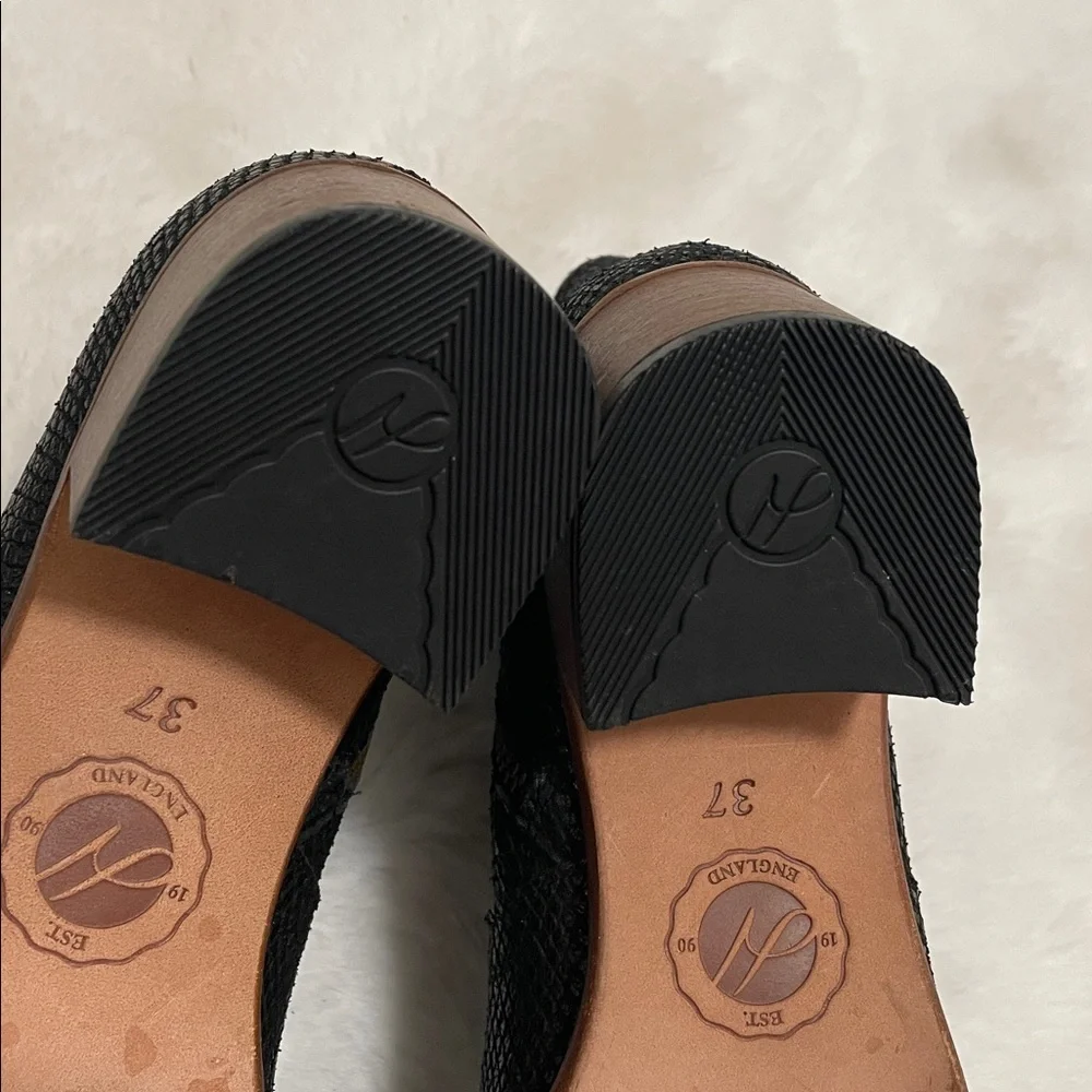 H By Hudson Black leather snake Textured Ankle Booties